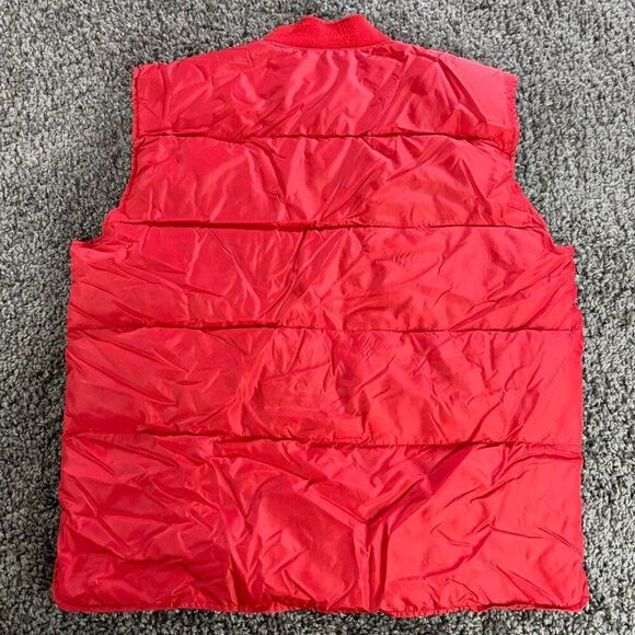 Eddie Bauer Goose Down Puffer Vest Mens Medium Red Lined Nylon Shell Sleeveless - Picture 2 of 8